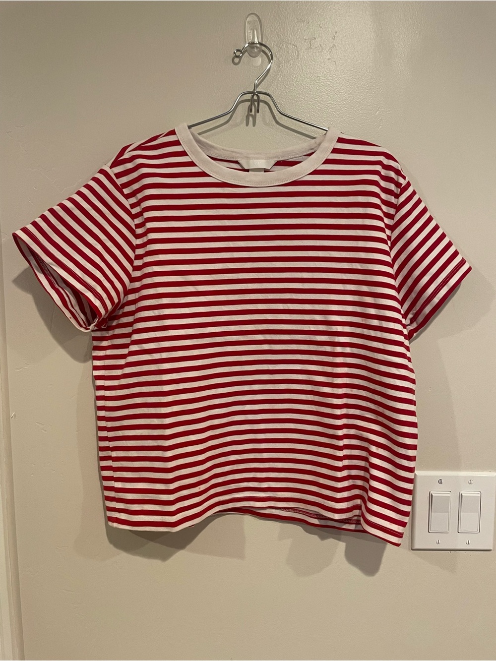 H&M Red and White Striped Crew Tee